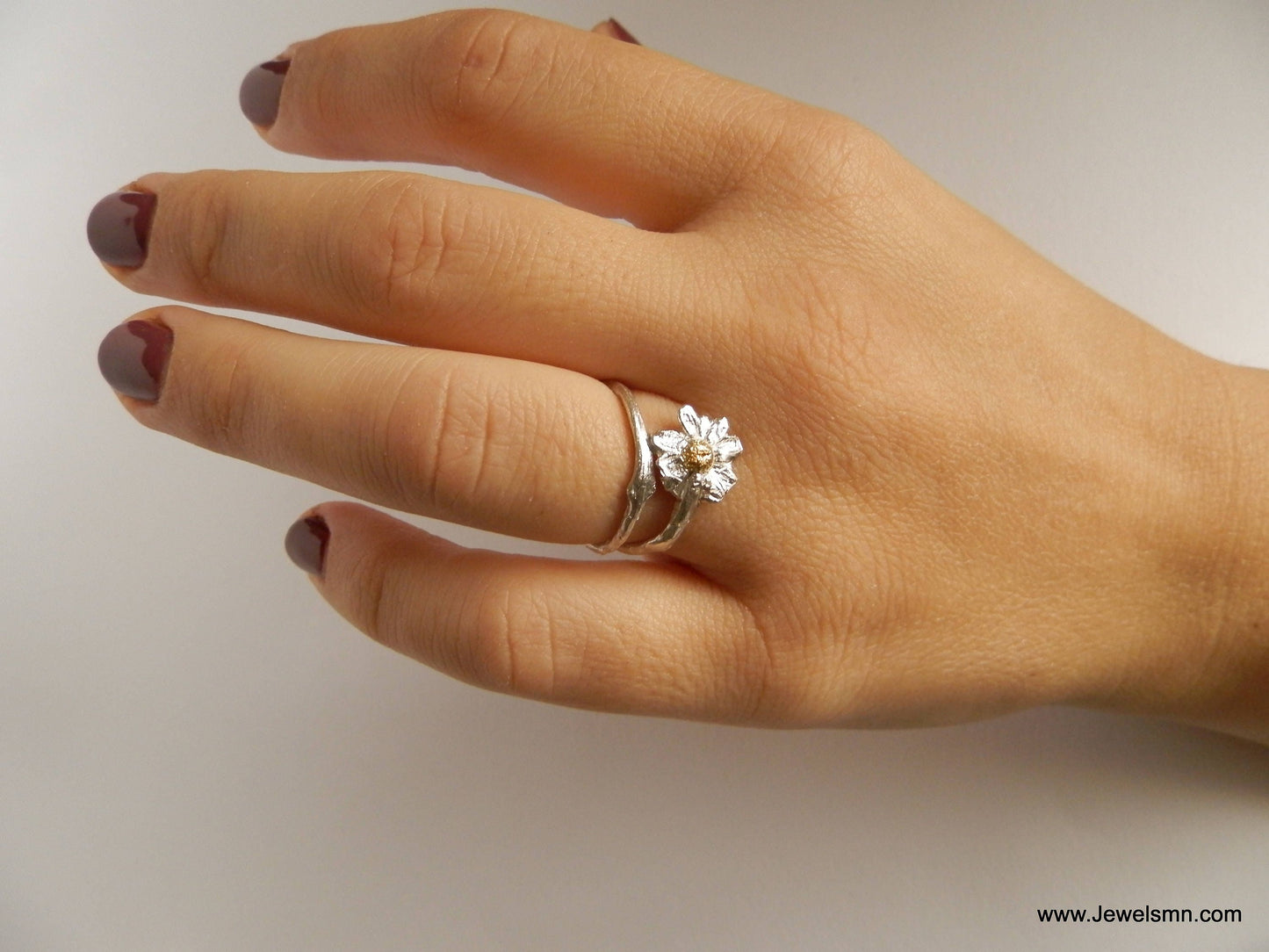 Nature ring Real Flower, Chamomile Ring, Sterling Silver, Eco Friendly, Organic Jewelry, Electroplating, Recycled Silver, Handcuff Ring