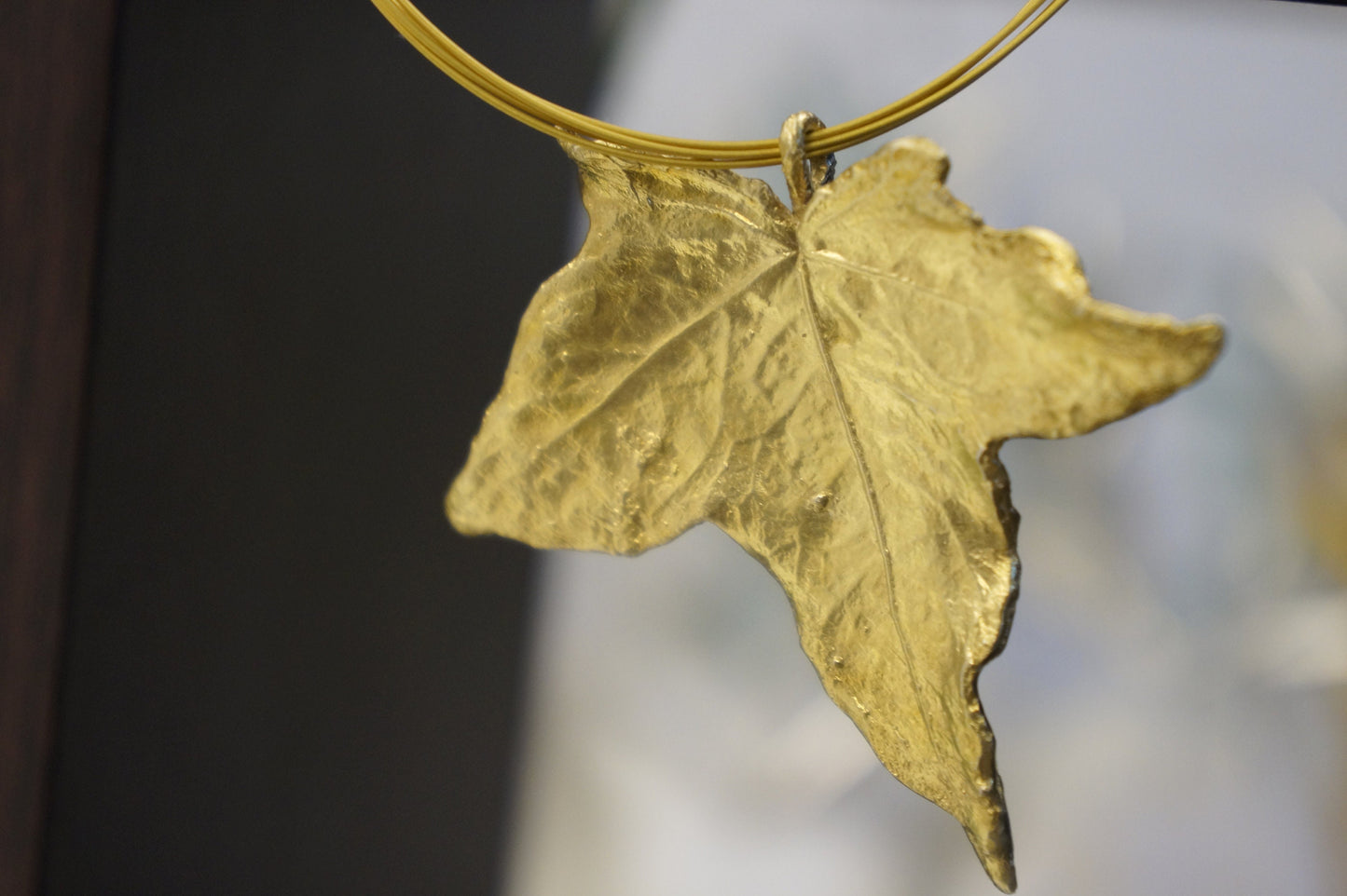 Statement Big Ivy Leaf Necklace 14K Gold plated on sterling Silver By Mother Nature Jewelry. Ivy is the symbol of life, strength,survival...