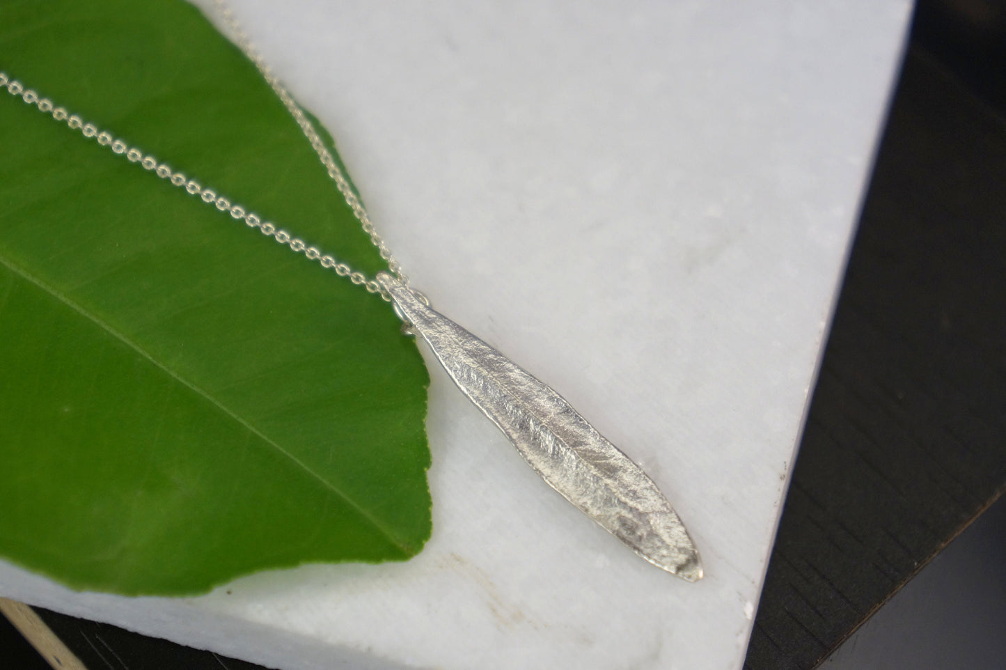 Electroformed Olive Leaf Necklace. Sterling Silver Olive Leaf Necklace for Women,