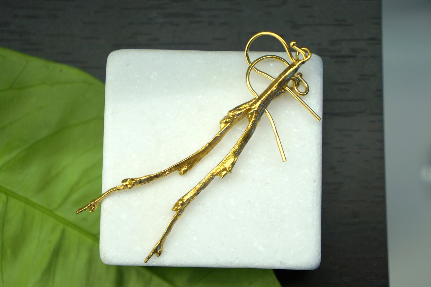 Earrings Olive Branch Earrings for Women, Long Dangle Earrings, Gold Twig Natural Earrings gift for her