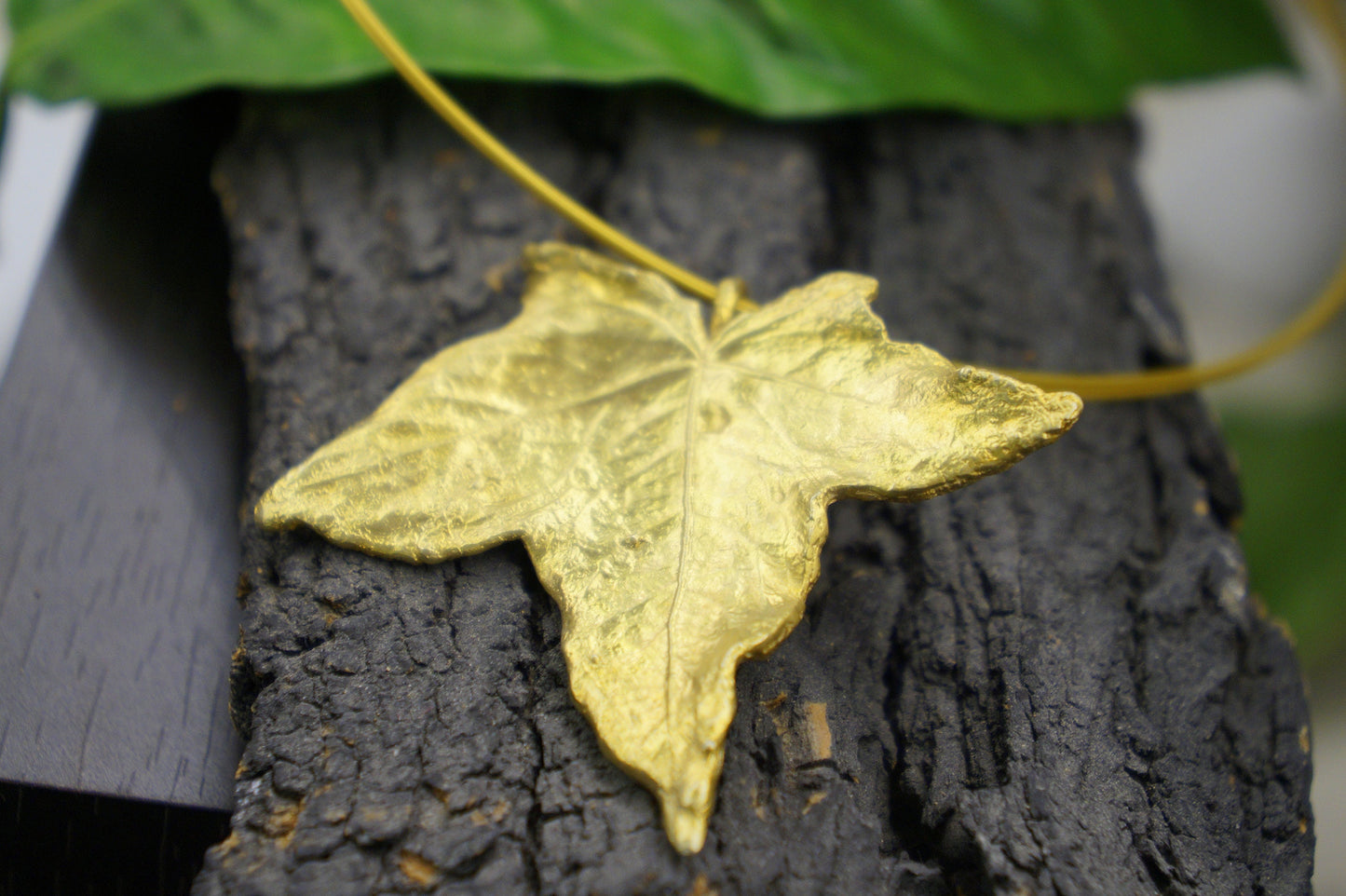 Statement Big Ivy Leaf Necklace 14K Gold plated on sterling Silver By Mother Nature Jewelry. Ivy is the symbol of life, strength,survival...