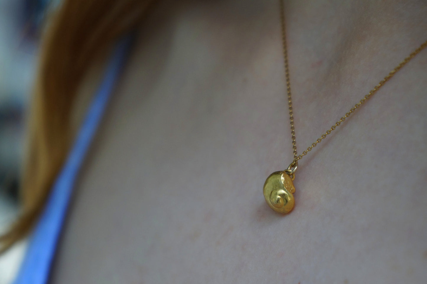 Vintage Style Real Sea Shell Pendant 14K Gold plated On sterling silver
