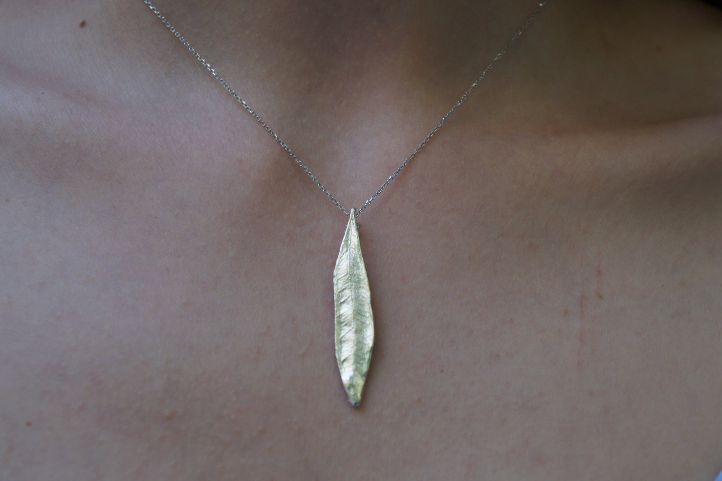 Eco lovers, Olive leaf Pendant on chain, Necklace for Women and men, on Sterling recycled silver 925 by Mother Nature Jewelry.