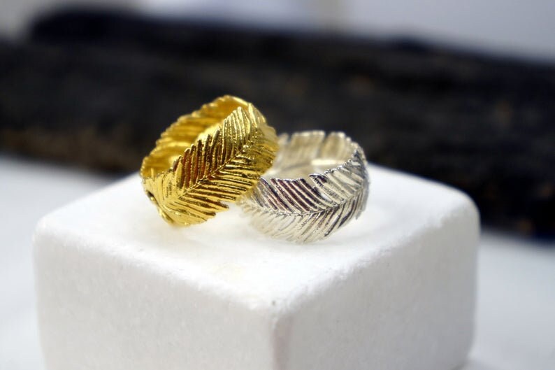 Mimosa pudica leaf Hoop earrings sterling recycled silver.