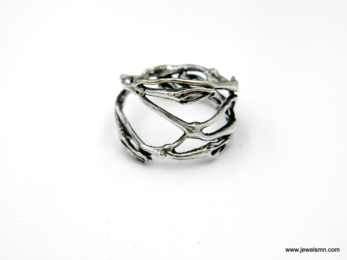 Twig Ring for Men & Women. Oxidized Jasmine branch ring in sterling silver 925. Nature branch Ring,Wide Ring