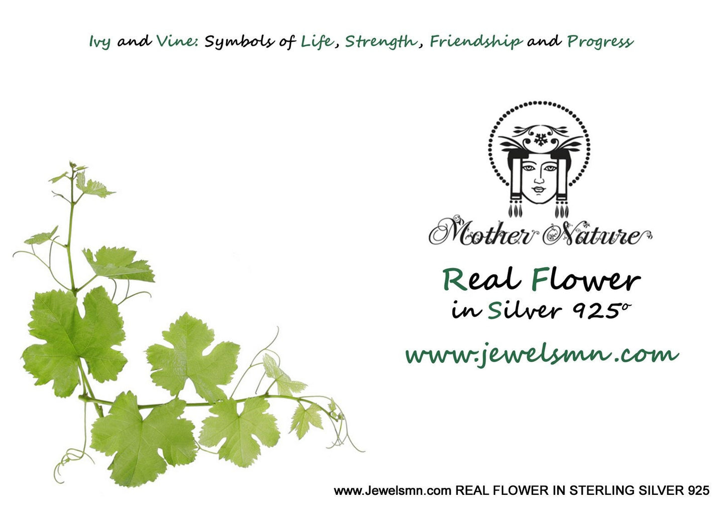Statement Big Ivy Leaf Necklace 14K Gold plated on sterling Silver By Mother Nature Jewelry. Ivy is the symbol of life, strength,survival...