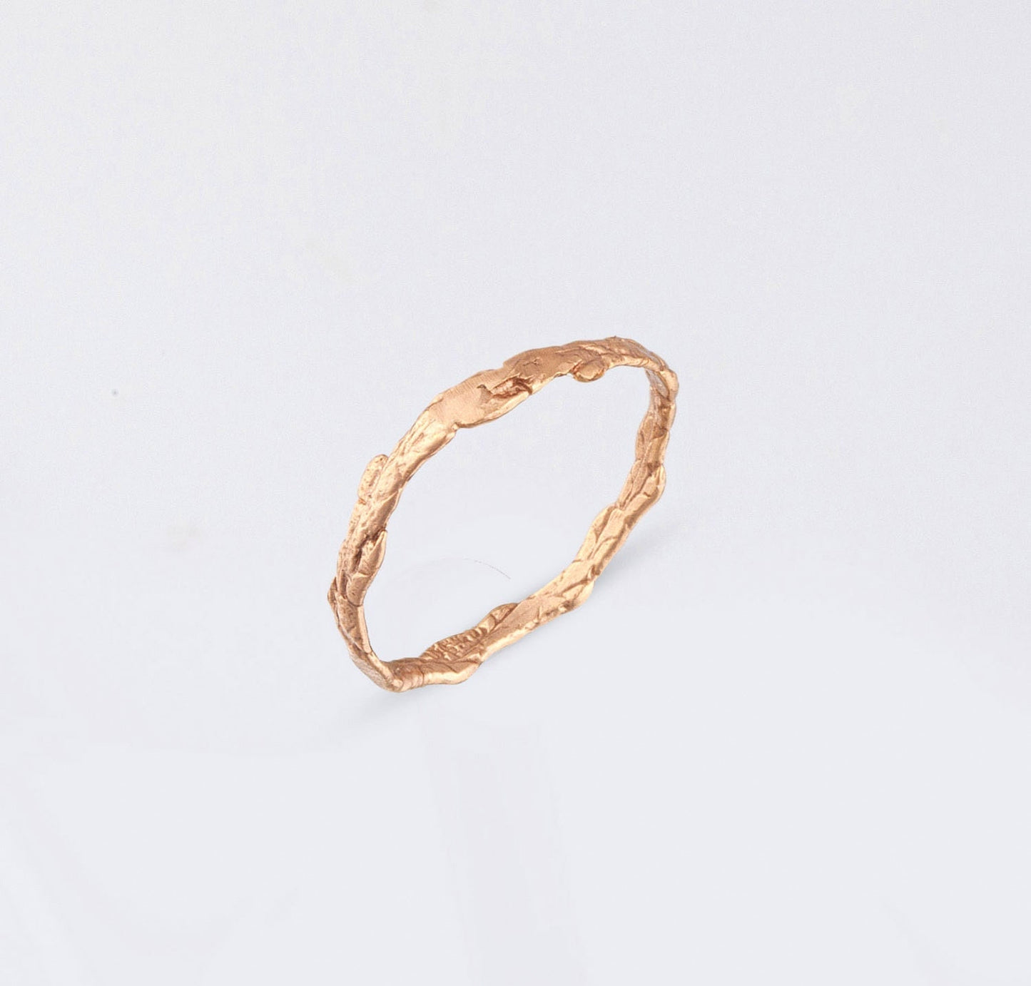 Juniper plant twig ring, rose gold on sterling silver by Mother Nature jewelry. symbol of immortality,elevation,hope and mourning.