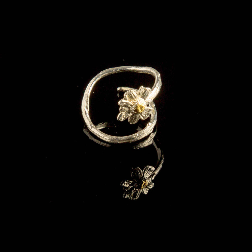 Silver Flower Ring, Sterling Silver Jewelry, Chamomile Flower Band, Gift for Her, Birthday Gift for Women, Handmade Jewelry