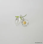 Sterling Silver Nature Ring - Real Pressed Rose Leaf and Chamomile Flower