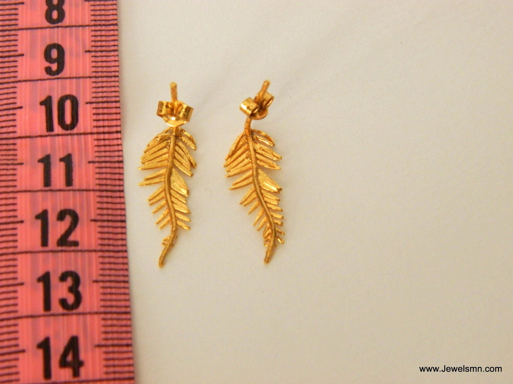 Real Solid Gold Earrings(9K-18K Yellow,White,Rose) Handmade unusual Jewelry, eco nature Gift for women,Symbolizes renewal, fortitude,purity