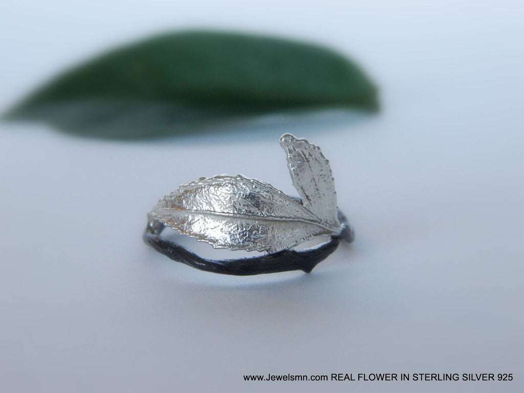 Silver Rose Ring, Sterling Silver or Gold-Plated Ring, Branch Ring, Gift for Her, Birthday Gift for Women, Handmade Silver Jewelry