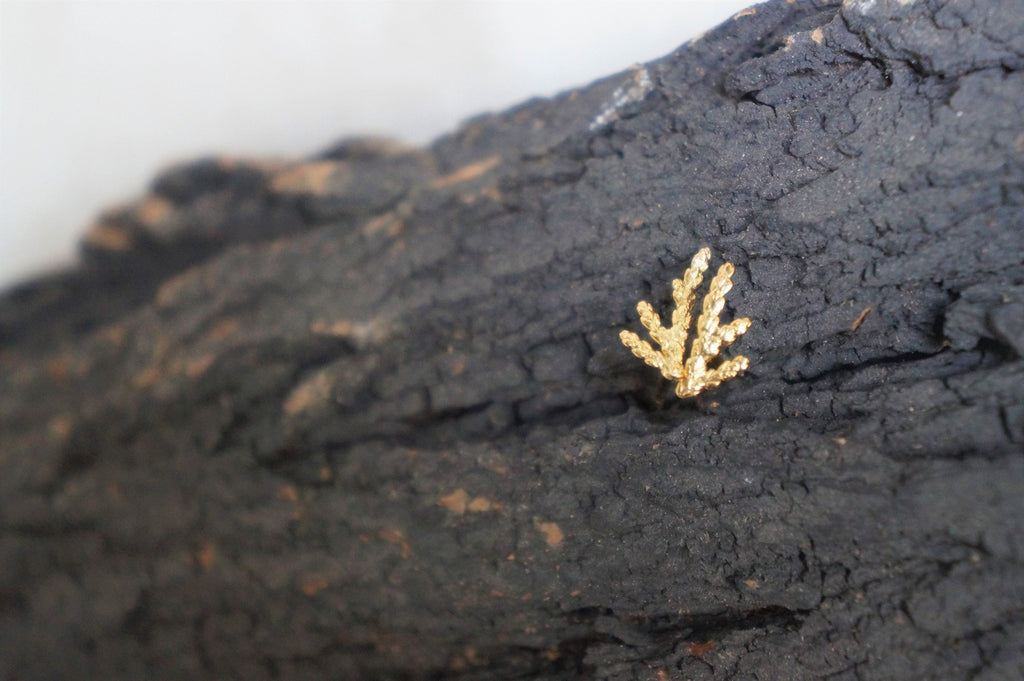 Cypress Leaf Earrings – Tiny Stud Lightweight Sterling Silver & Gold Plated Jewelry