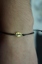 Coffee Bean Bracelet, Sterling Silver or Gold-Plated, Adjustable Cord, Minimalist Jewelry