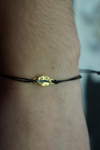 Coffee Bean Bracelet, Sterling Silver or Gold-Plated, Adjustable Cord, Minimalist Jewelry