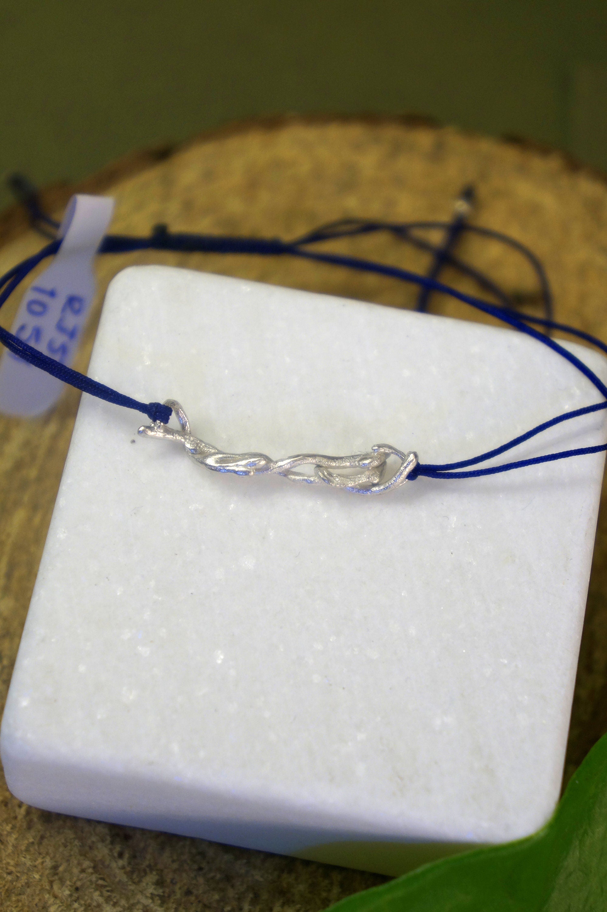 Adjustable Cord Bracelet - Sterling Silver Jasmine Twig Floral Design | Dainty Natural Jewelry