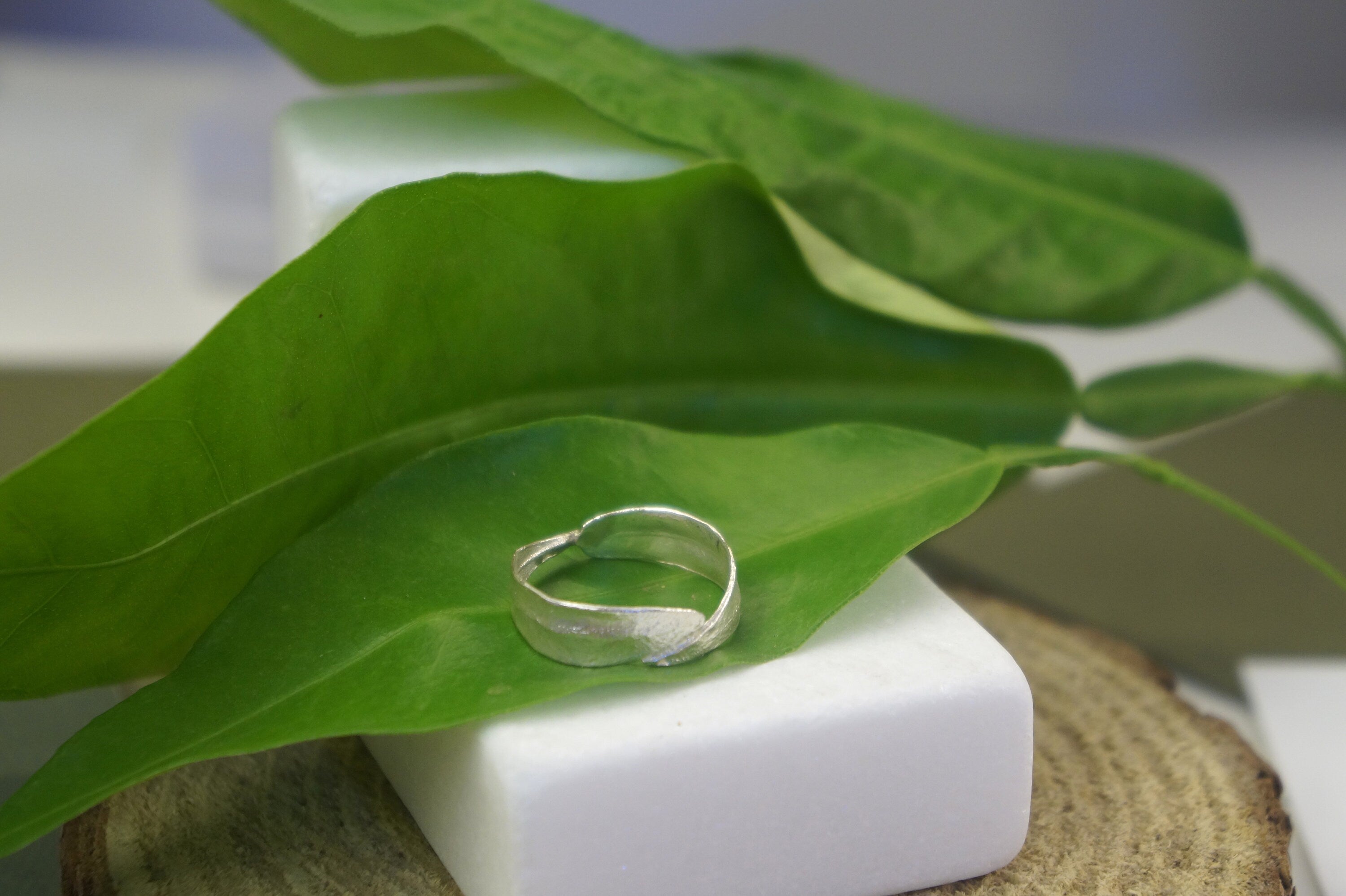 Olive Leaf Ring – Handmade Nature Jewelry | Sterling Silver Unique Plant Band