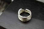 Tree Bark Thumb Ring, Gold-Plated Sterling Silver Jewelry, Adjustable Fit Band, Handmade Jewelry