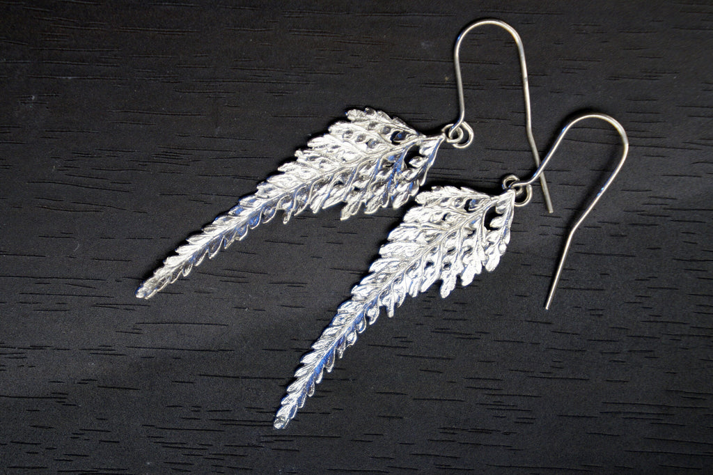 Sterling Silver Leaf Earrings – Lightweight Long Botanical Jewelry in Recycled Silver