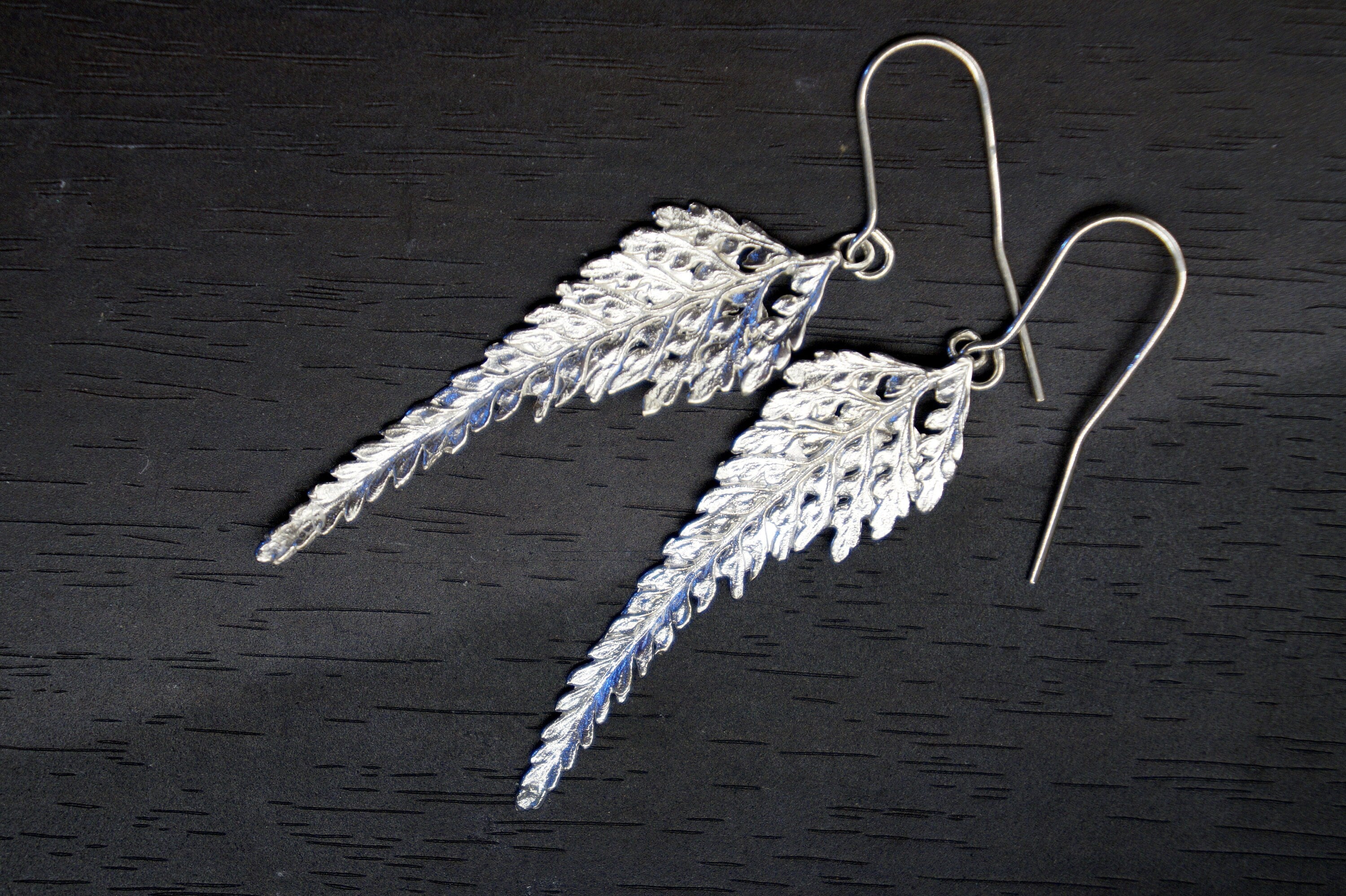 Sterling Silver Leaf Earrings – Lightweight Long Botanical Jewelry in Recycled Silver