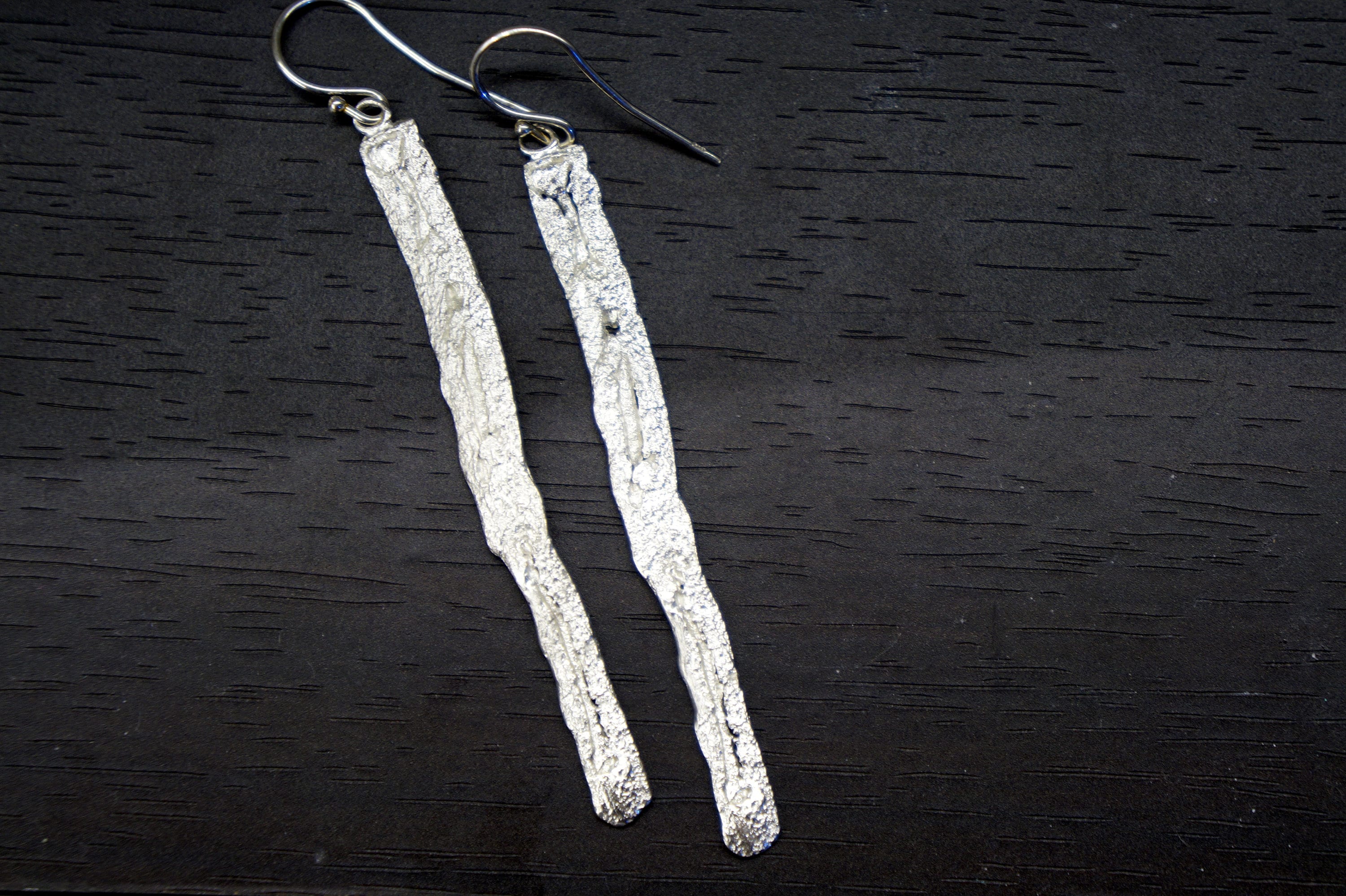 Tree Bark Earrings: Handmade Nature Jewelry (14k Gold on Silver)