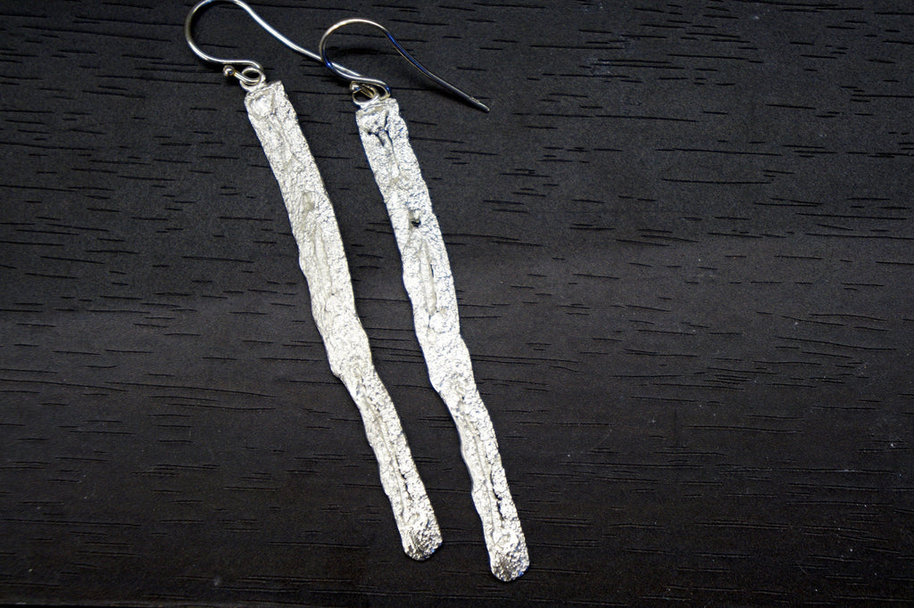 Silver Tree Earrings, Gold-Plated Sterling Silver Jewelry, Tree Bark Earrings, Dangle Jewelry, Gift for Her, Birthday Gift for Women