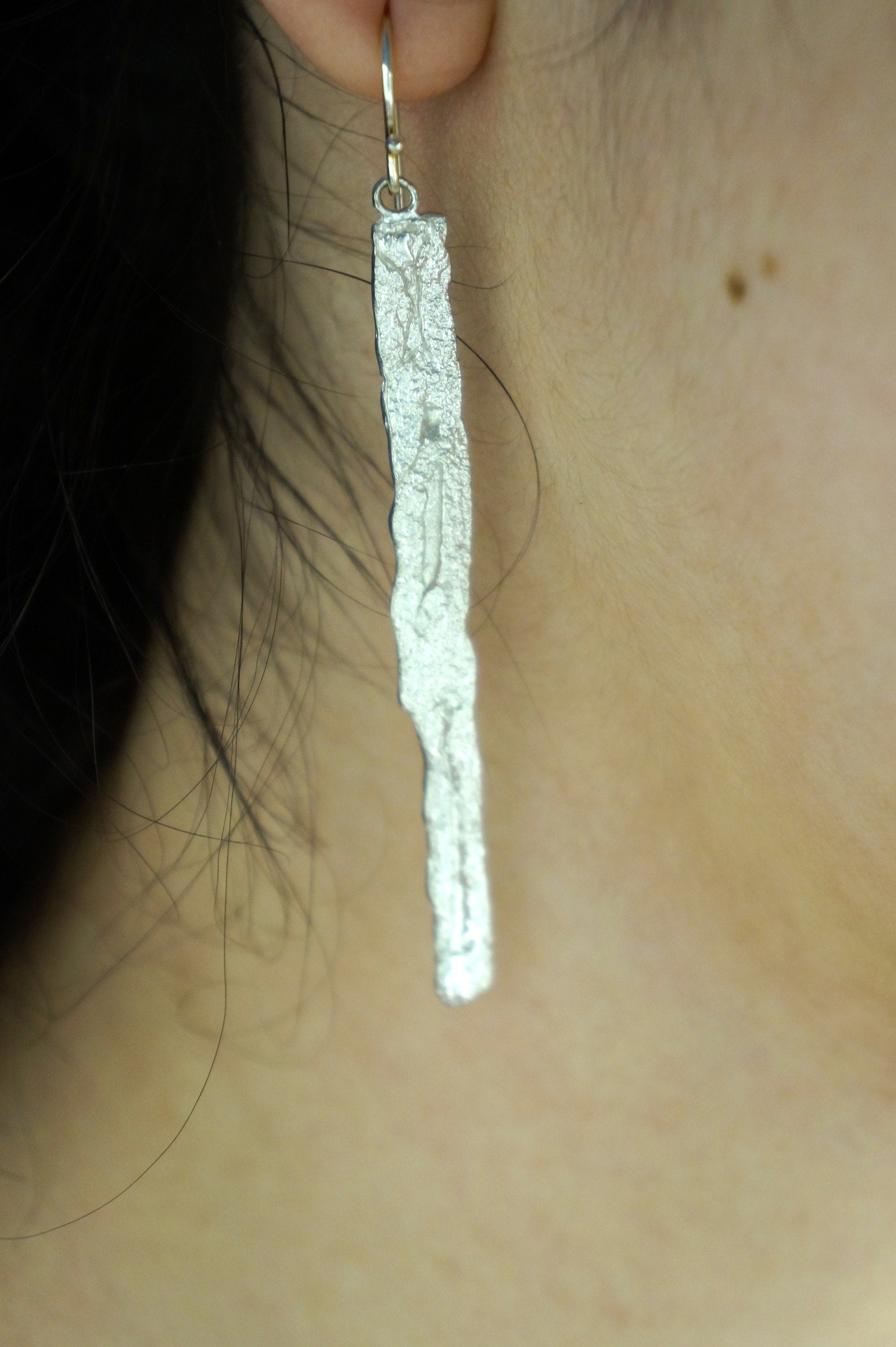 Silver Tree Earrings, Gold-Plated Sterling Silver Jewelry, Tree Bark Earrings, Dangle Jewelry, Gift for Her, Birthday Gift for Women