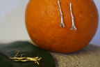 Small Stud Earrings: Jasmine Twig Design - Gold on Sterling Silver
