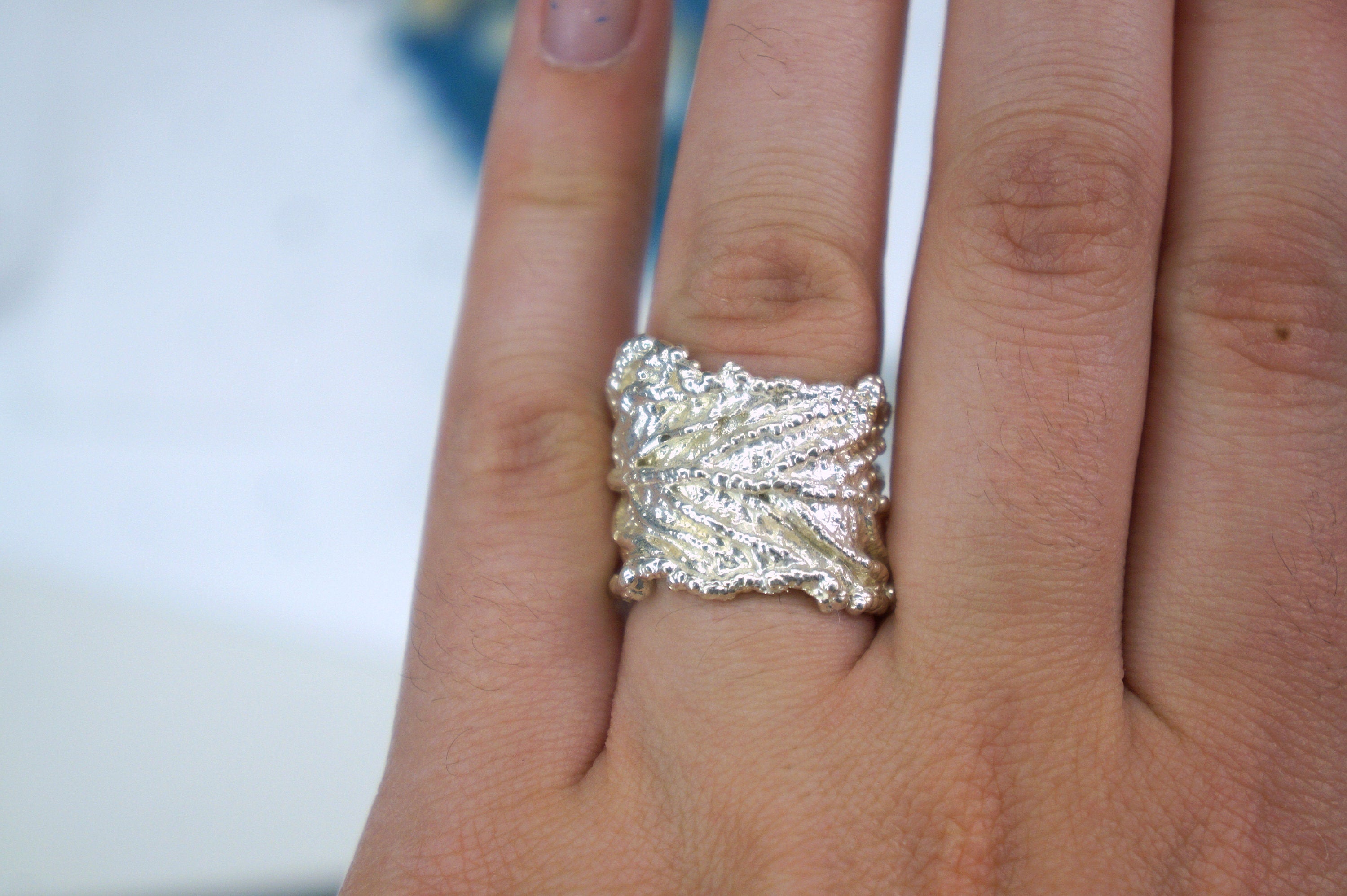 Silver Leaf Ring, 925 Sterling Silver Jewelry, Adjustable Statement Jewelry, Gift for Her, Birthday Gift for Women, Handmade Jewelry