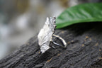 Bourbon Rose Leaf Ring: Handmade Sterling Silver Adjustable