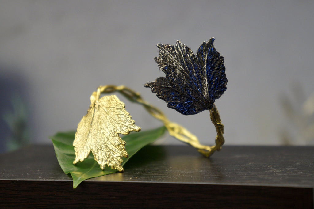 Leaf Cuff Bracelet: Handmade Sterling Silver - Adjustable, Nature Detail
