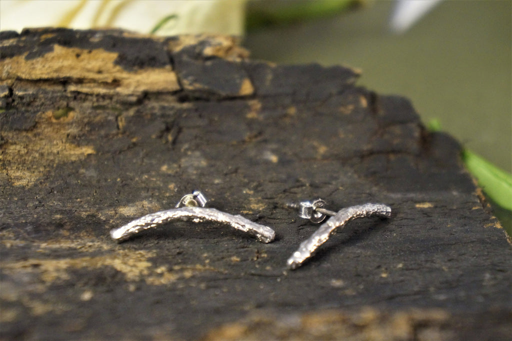 Sterling Silver Ear Crawlers – Pine Branch Earrings | Handmade Recycled Silver Jewelry