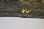 Cypress Leaf Earrings: Tiny Sterling Silver Studs (Hypoallergenic, Dainty)