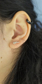 Cypress Leaf Earrings: Tiny Sterling Silver Studs (Hypoallergenic, Dainty)