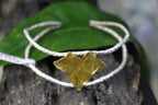 Nature-Inspired Cuff Bracelet, Sterling Silver with Gold Ivy Leaf (Adjustable)