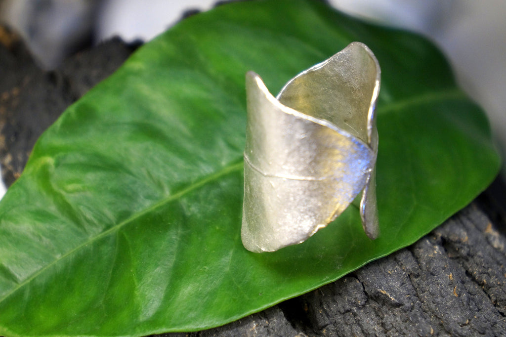 Nature-Inspired Ivy Ring, Sterling Silver, Adjustable (Handmade Detail)