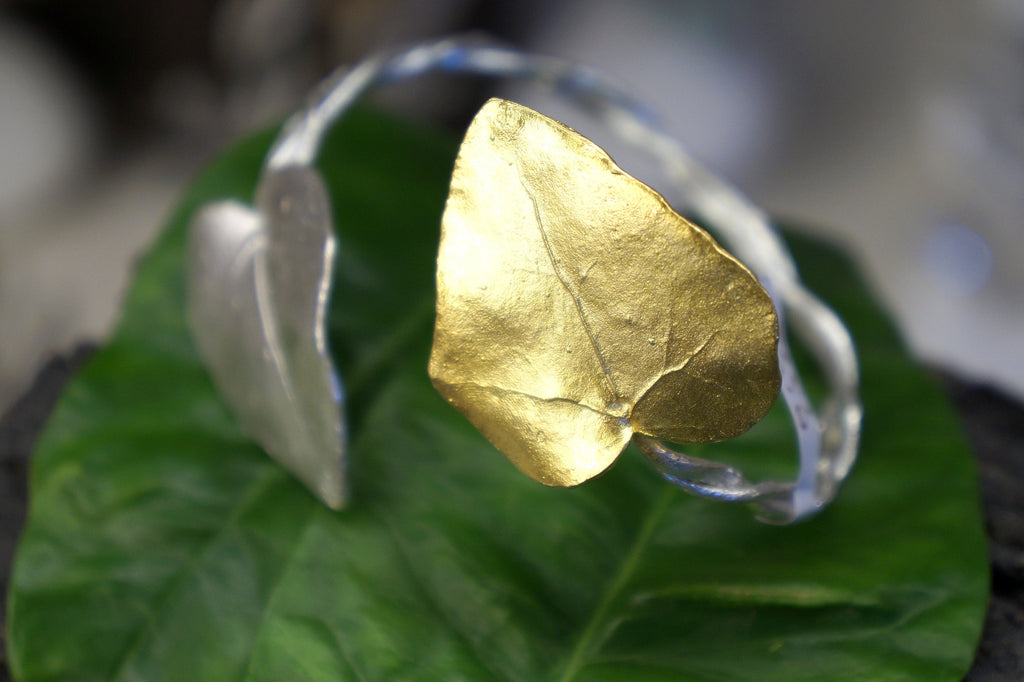 Sterling Silver Cuff - Adjustable Ivy Leaf Bracelet | Nature Inspired Jewelry