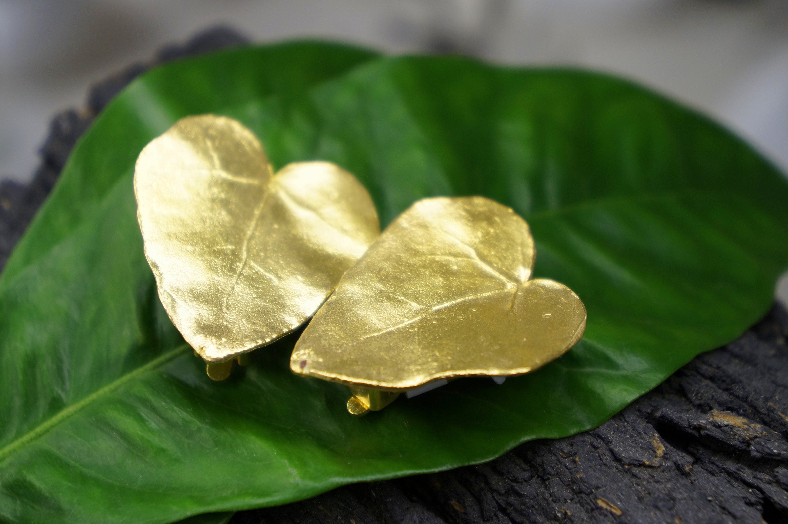 Ivy Leaf Earrings: Real Preserved Leaves - Gold-Plated Sterling Silver Studs