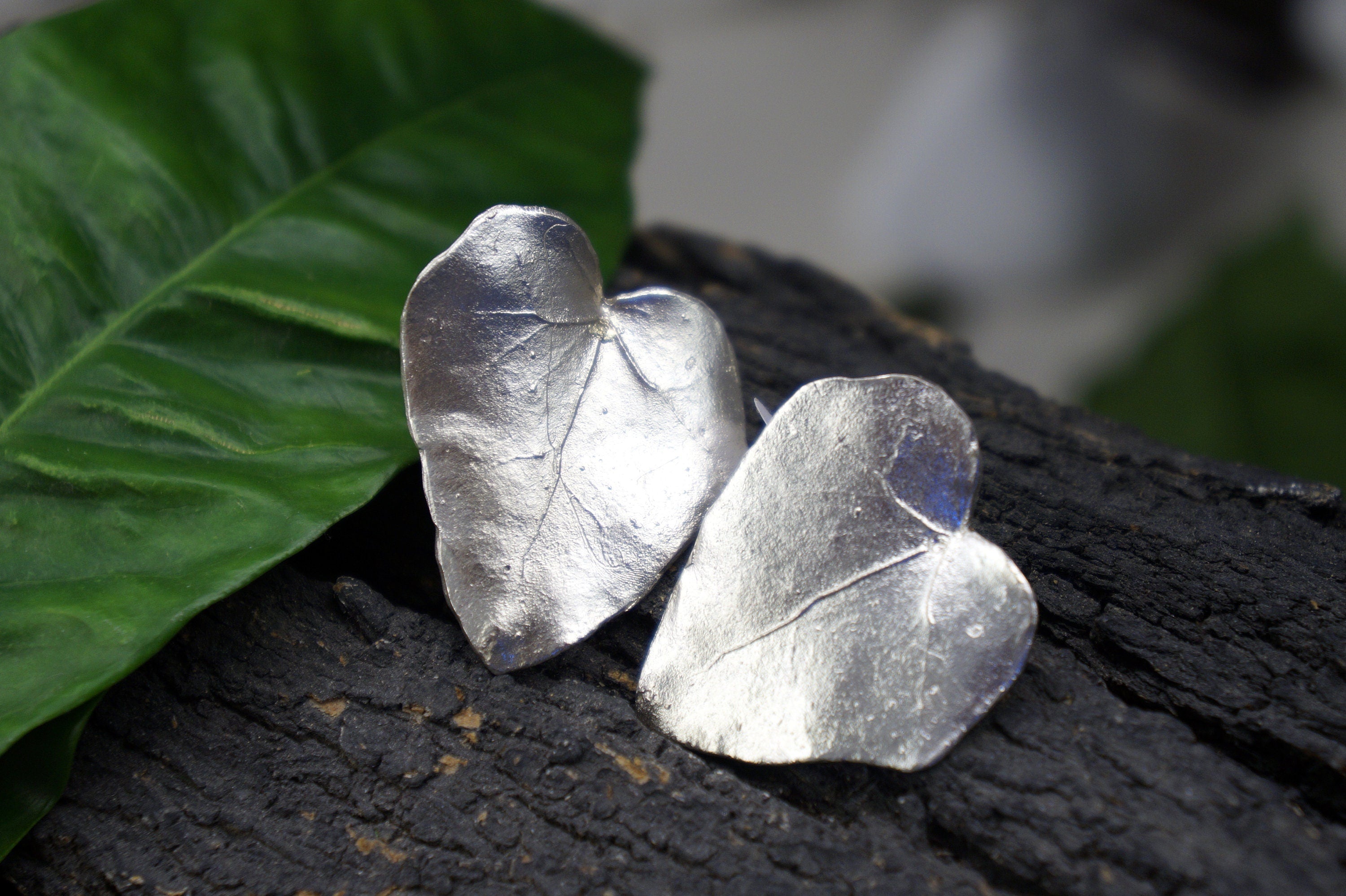 Ivy Leaf Earrings: Sterling Silver with 14k Gold Plating