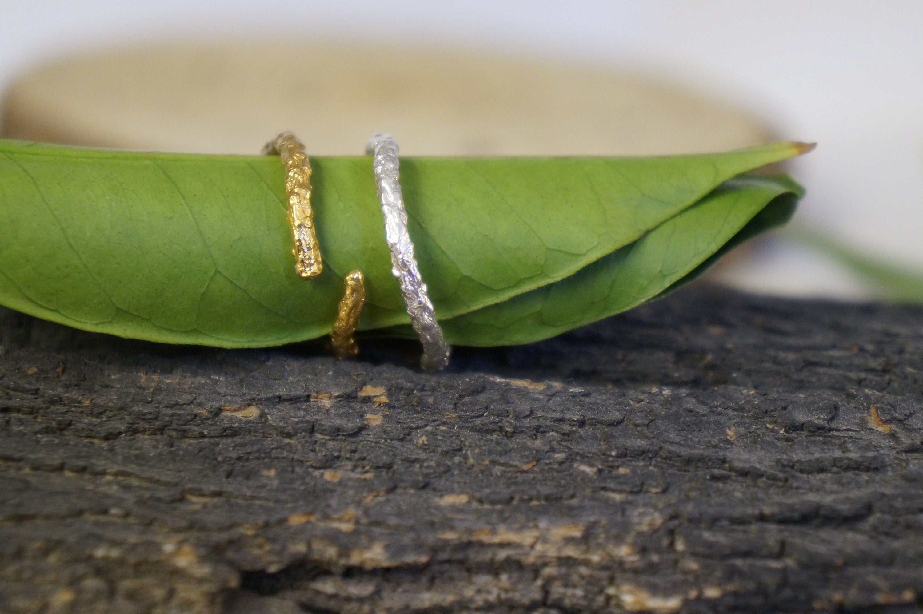 Pine Stacking Ring – Handmade Botanical Bands | Thin Silver Nature Inspired Rings