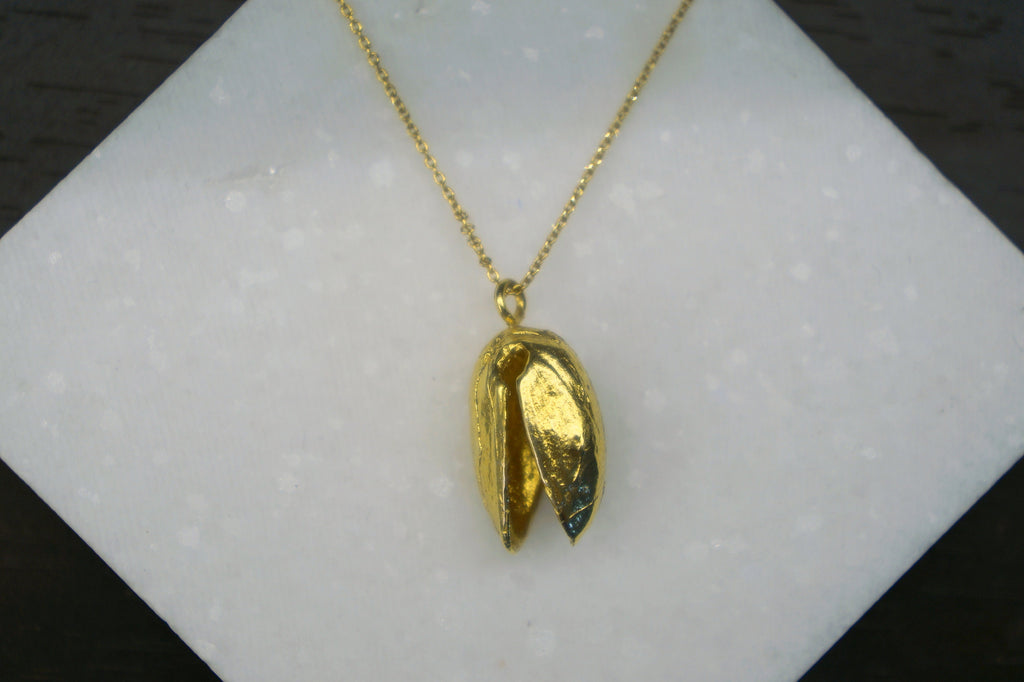 Pistachio Pendant Necklace – Sterling Silver Necklace With Gold Plated Pendant