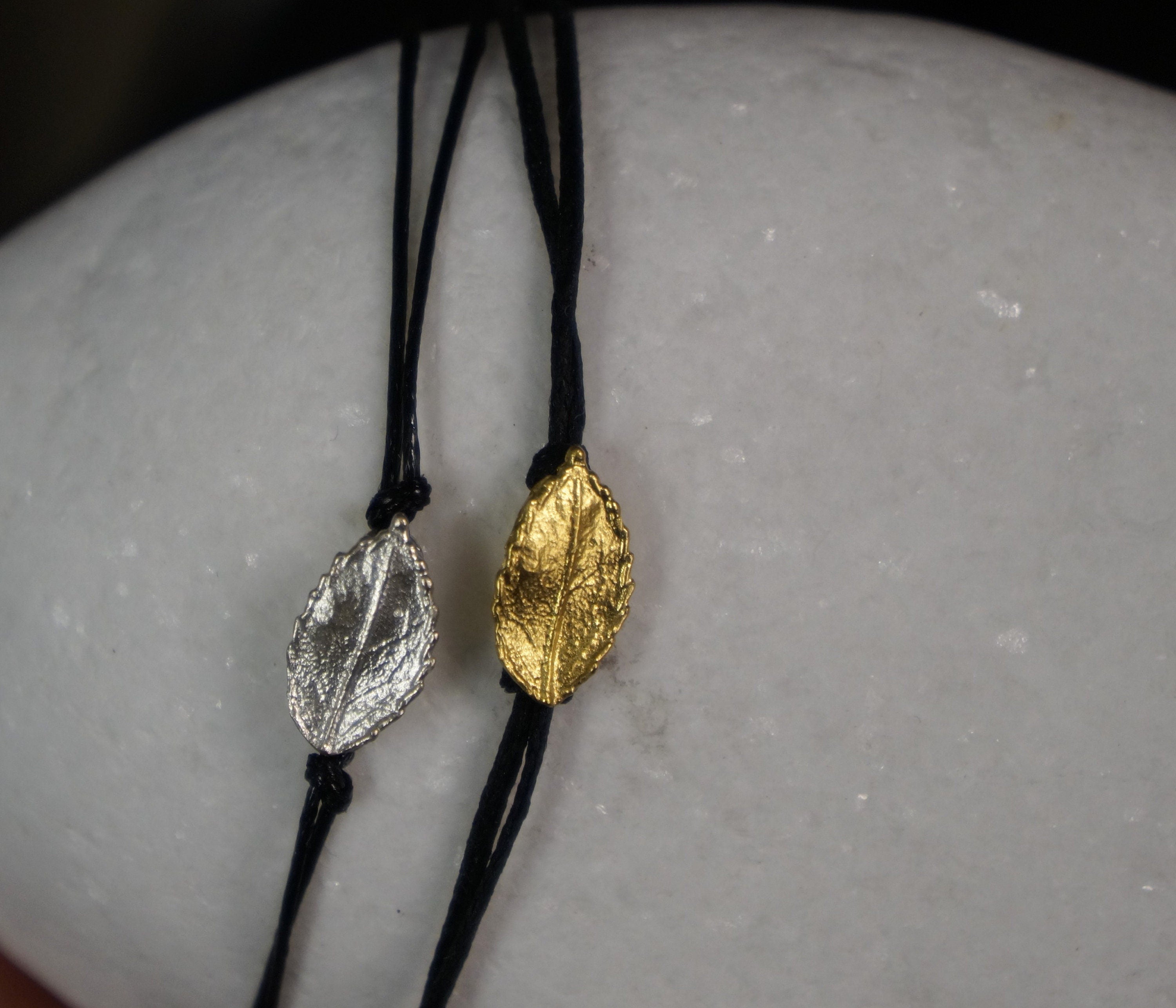 Rose Leaf Bracelet | Sterling Silver Dainty Silver Bracelet with Adjustable Sliding Knot