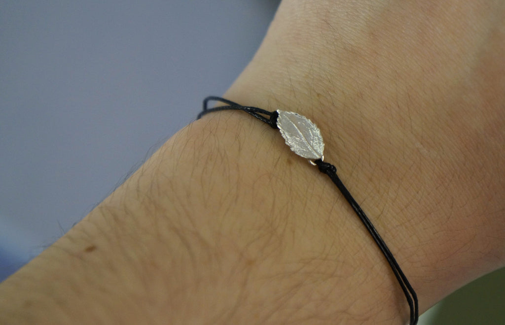 Dainty Rose Leaf Bracelet: Sterling Silver Nature Jewelry