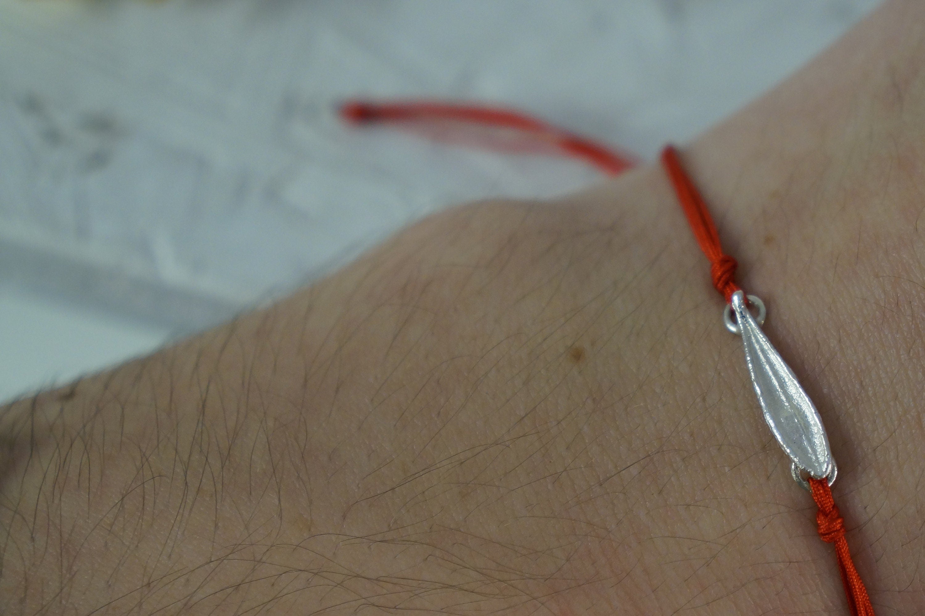 Olive Leaf Bracelet – Sterling Silver Adjustable Macrame Rope Wristband