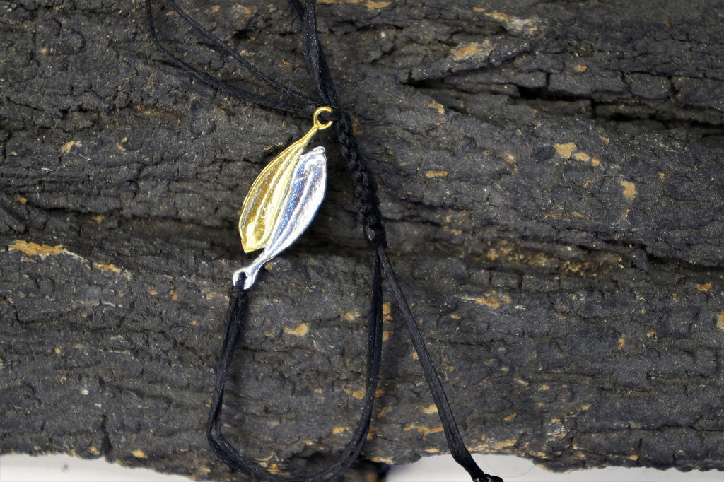 Sterling Silver Bracelet - Adjustable Wrap Olive Leaf Yin Yang Artisan Jewelry