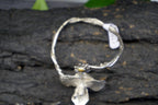 Nature-Inspired Silver Cuff Bracelet, Orchid and Chamomile (Adjustable Size)