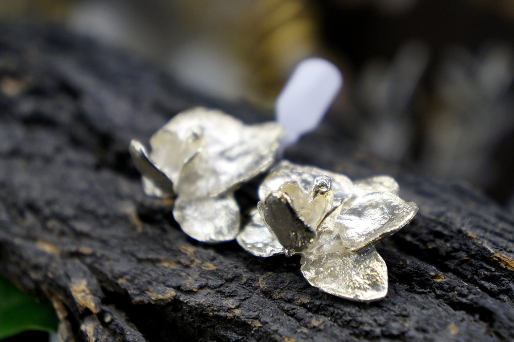 Jewel Orchid Earrings Sterling Silver (Delicate Floral Drop)