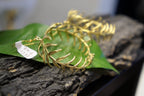 Araucaria Leaf Earrings: Big Silver and Gold Hoops (Handmade, Nature Detail)