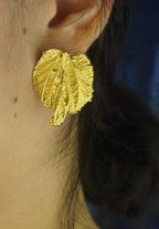 Mulberry Leaf Earrings - Handmade Recycled Silver Statement Jewelry