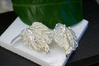 Mulberry Leaf Earrings - Handmade Recycled Silver Statement Jewelry