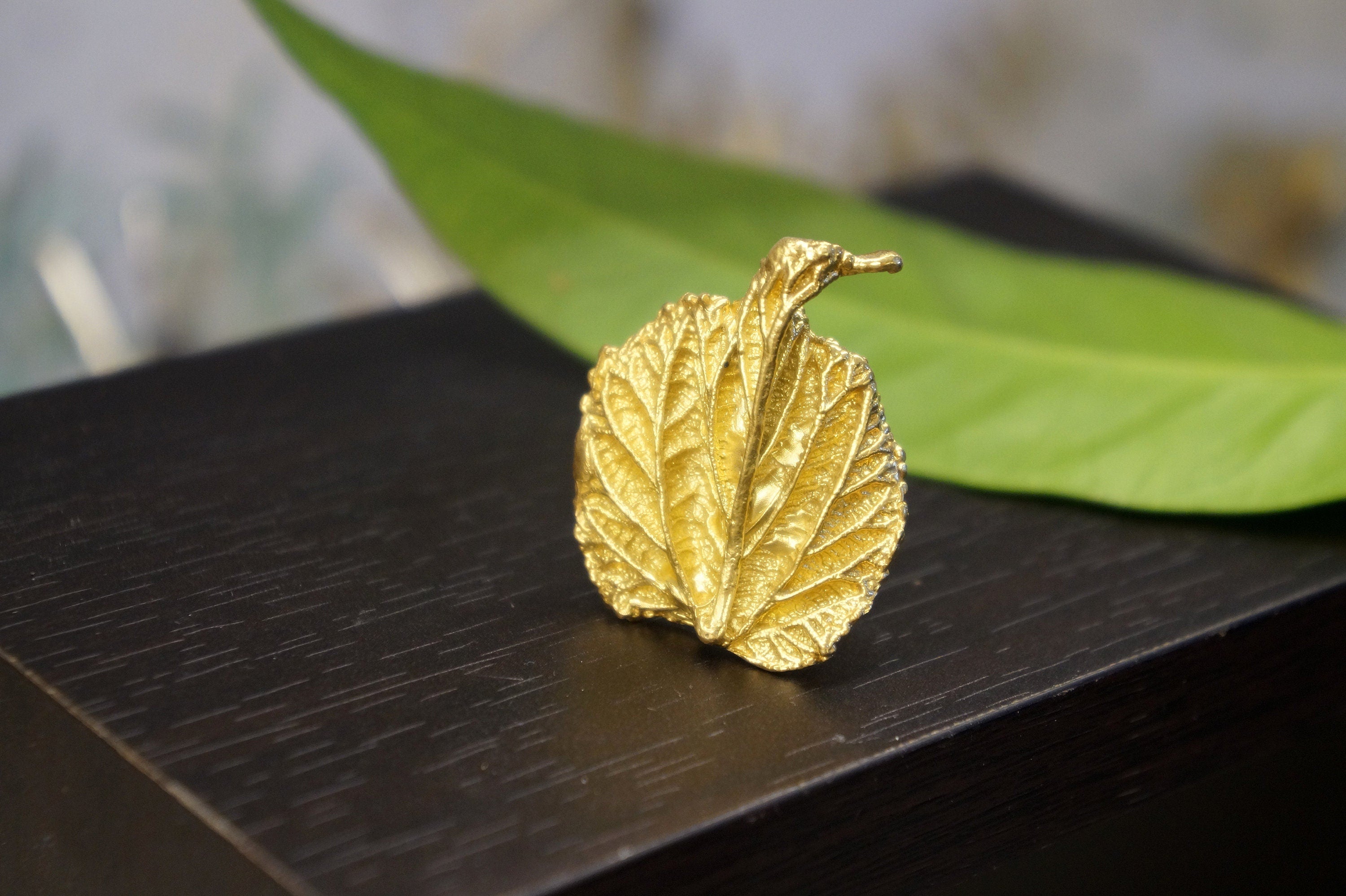 Leaf Statement Ring: Eco-Friendly Sterling Silver - Goldplated